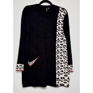 ETHYL Leopardcore Maximalist Tunic Sweater Large Indie Sleaze Mod Rocker Chic